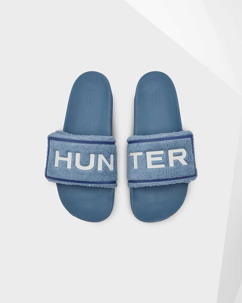 Ανδρικα Παπούτσια Hunter Original Terry Towelling Logo Σανδάλια Μπλε (GR-684012)